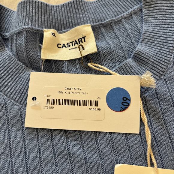 Essential Antwerp Mills Knit Pocket Tee Blue Women’s Sz XL Linen Blend NWT - Picture 3 of 11